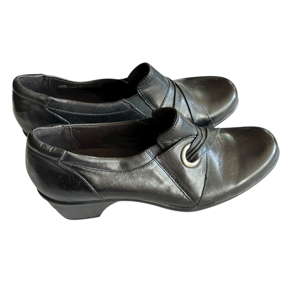 Clarks Bendables Black Leather Slip On‎ Loafer Shoes Women's Size 9M